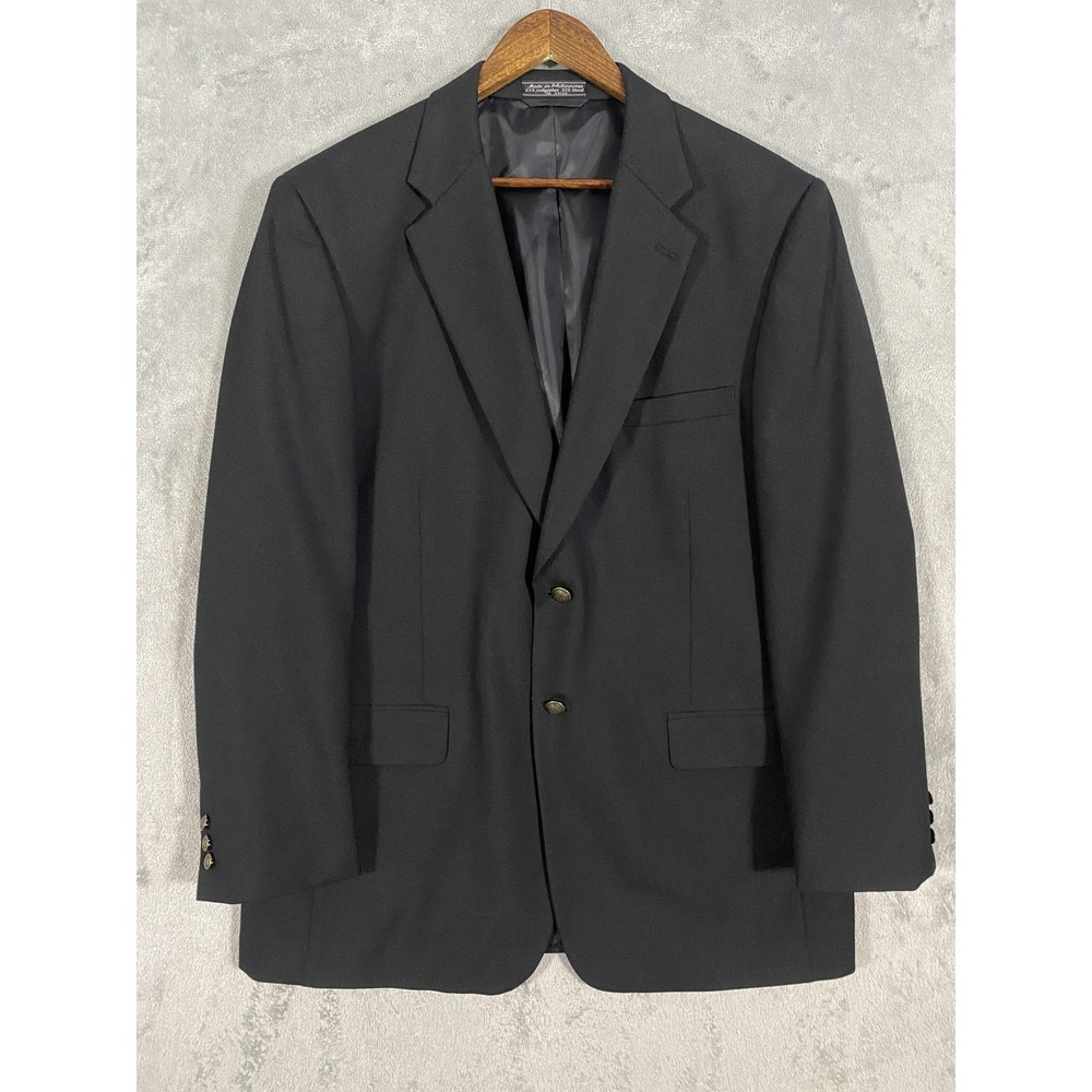 Bert Pulitzer Blazer‎ Mens 44L Black Polyester Wool Two Button Business Formal